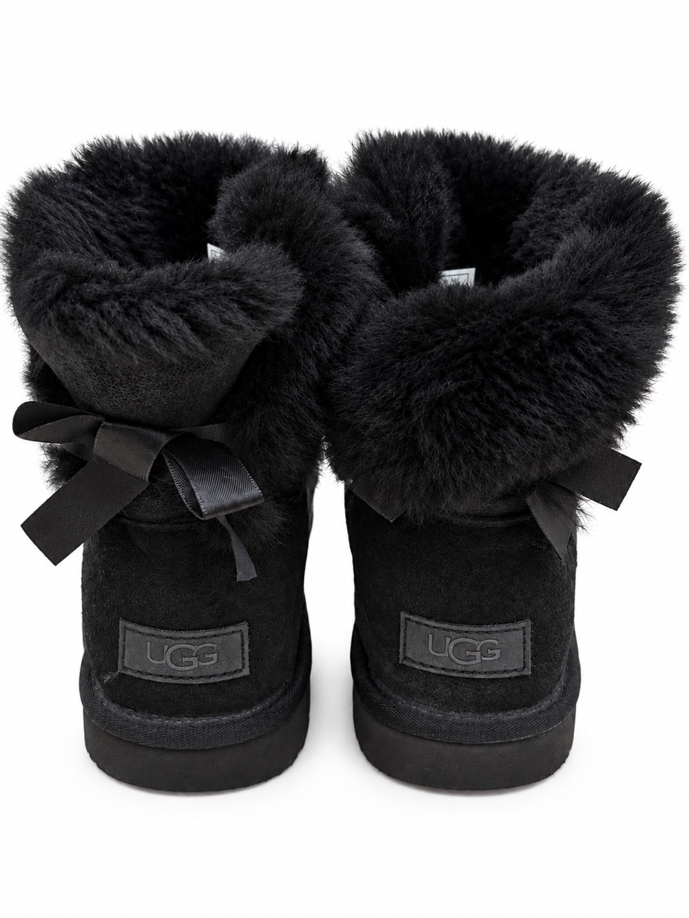 UGG Black Short Shearling Bow Winter Boots